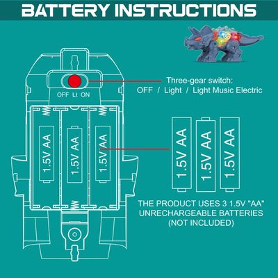 Little Story Electric DIY Gear Dinosaur With Light and Sound (Excluded 3*1.5 AA Batteries) - Blue