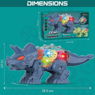 Little Story Electric DIY Gear Dinosaur With Light and Sound (Excluded 3*1.5 AA Batteries) - Blue