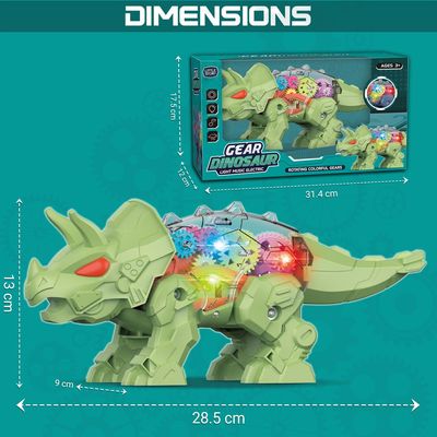Little Story Electric Diy Gear Dinosaur With Light And Sound (Excluded 3*1.5 Aa Batteries) - Green