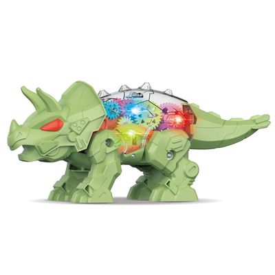 Little Story Electric DIY Gear Dinosaur With Light and Sound (Excluded 3*1.5 AA Batteries) - Green