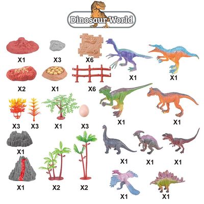 Little Story 6Pcs Simulated Dinosaur With IC Vocalization Toy (Included 2Pcs*AG3 Batteries) - Multicolor