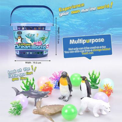 Little Story 17Pcs Ocean World Bucket Set 5Pcs With Marine Animal, 5Pcs Ocean Ball Accessories and 1 Basket - Multicolor