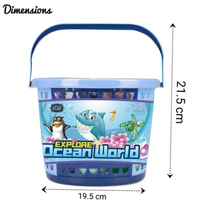 Little Story 21 Pcs Ocean World Bucket Set 5Pcs With Marine Animal, 5Pcs Ocean Ball Accessories And 1 Basket - Multicolor