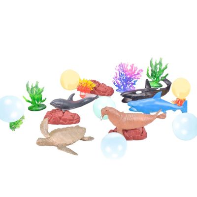 Little Story 21Pcs Ocean World Bucket Set 5Pcs With Marine Animal, 5Pcs Ocean Ball Accessories and 1 Basket - Multicolor