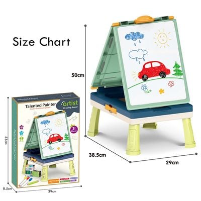 Little Story Artist Double Sided Handbag Drawing Board (31 Pcs) W / Board Game - Green