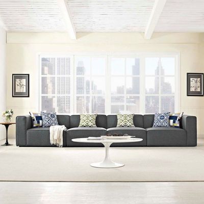 Modway Mingle 4-Piece Sectional Sofa in Drak Grey-Modern Modular Sofa-Comfortable Upholstered Seating with Stylish Design-Spacious Corner Sectional for Living Room-Durable Frame Construction-Versatile Configuration-Contemporary Fabric Finish-Perfect for Family Rooms & Lounges Modway Mingle 4-Piece Sectional Sofa in Drak Grey-Modern Modular Sofa-Comfortable Upholstered Seating with Stylish Design-Spacious Corner Sectional for Living Room-Durable Frame Construction-Versatile Configuration-Contemporary Fabric Finish-Perfect for Family Rooms & Lounges