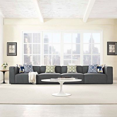 Modway Mingle 4 Piece Sectional Sofa-Dark Grey