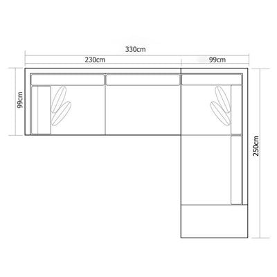 Sectional Wide Sofa and Chaise-Grey