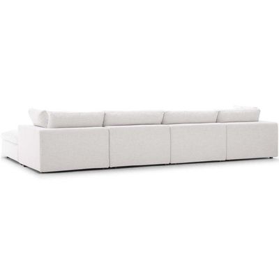 Modway Commix Down Filled Overstuffed 5 Piece Sectional Sofa Set with Ottoman-Ivory