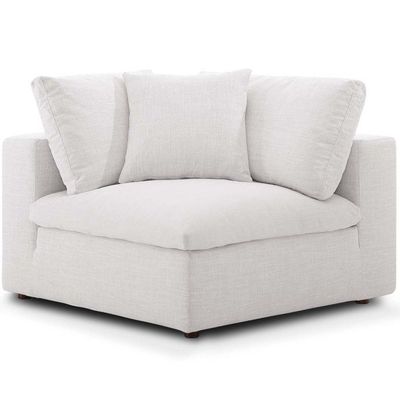 Modway Commix Down Filled Overstuffed 5 Piece Sectional Sofa Set with Ottoman-Ivory
