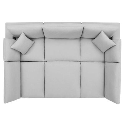 Chelsea Velvet Reversible Modular Corner Sectional with Ottoman-Ivory