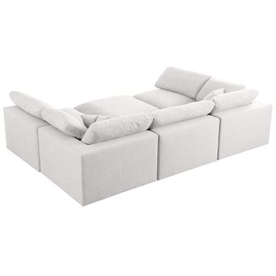 Chelsea Velvet Reversible Modular Corner Sectional with Ottoman-Ivory