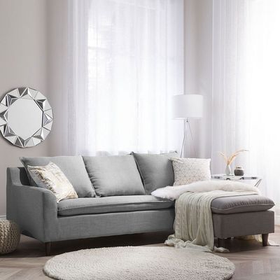 Reversible Fabric Corner Sofa Light-Grey