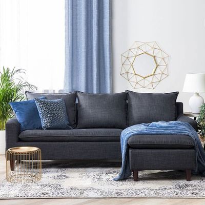Reversible Fabric Corner Sofa Light-Charcoal