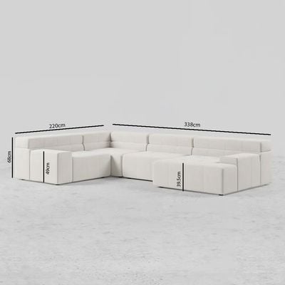 L-Shaped Modern Off White Velvet Modular Sectional Sofa with Chaise-Beige