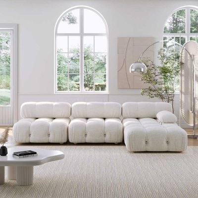 Delsea Modular Sectional Sofa in White Velvet