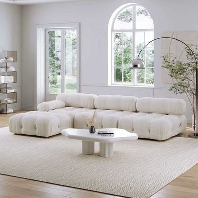 Delsea Modular Sectional Sofa in White Velvet