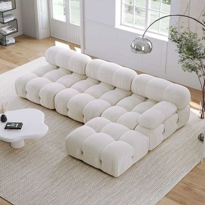 Delsea Modular Sectional Sofa in White Velvet