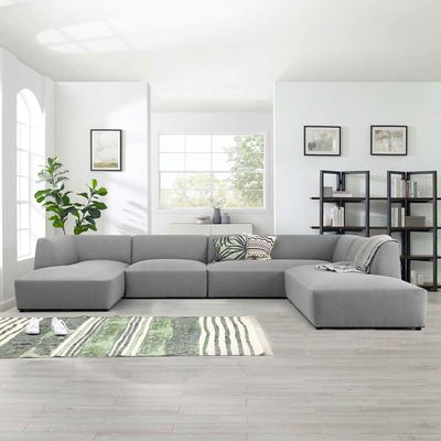 Eliza Fabric Sectional Sofa-Light Grey