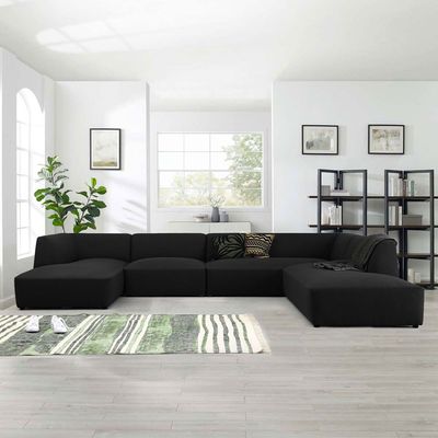 Eliza Fabric Sectional Sofa-Black
