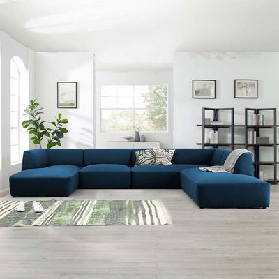 Eliza Fabric Sectional Sofa-Blue