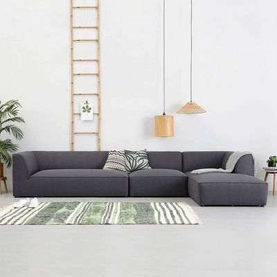 Eliza 3 Pieces Fabric Sectional Sofa-Charcoal