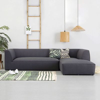 Eliza 2 Pieces Fabric Sectional Sofa-Charcoal