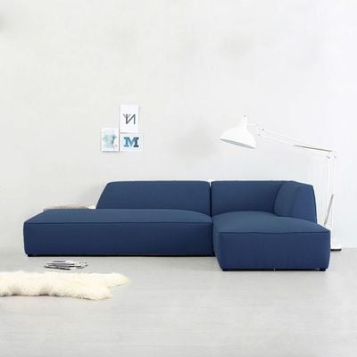 Eliza L-Shaped Fabric Sectional Sofa-Blue