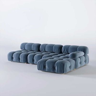 Delsea Modular Sectional Sofa in Blue Velvet-Blue