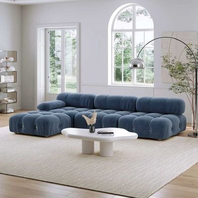 Delsea Modular Sectional Sofa in Blue Velvet-Blue