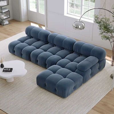 Delsea Modular Sectional Sofa in Blue Velvet-Blue