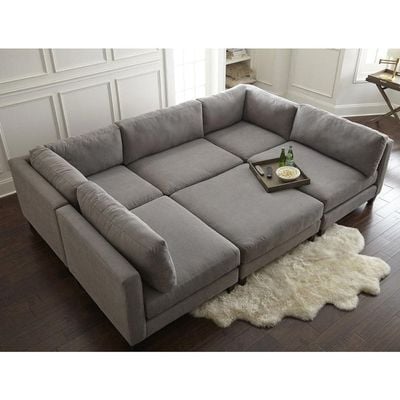 Chelsea Modular Sectional With Ottoman-Grey