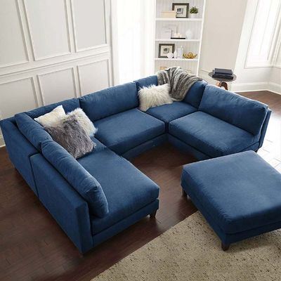 Chelsea Modular Sectional With Ottoman-Blue