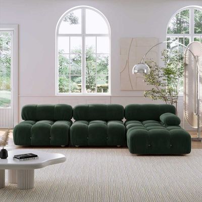 Delsea Modular Sectional Sofa in Green Velvet