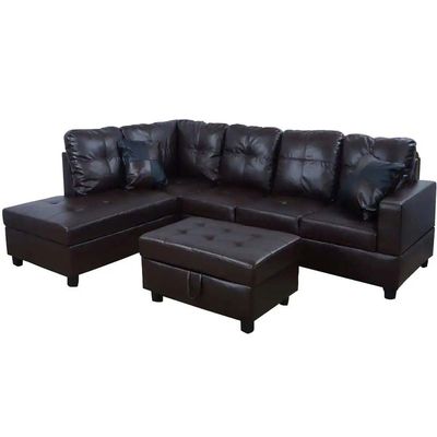 Russ Sectional with Ottoman in Brown Color-Black