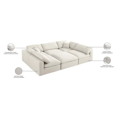 Chelsea Velvet Reversible Modular Corner Sectional with Ottoman Beige