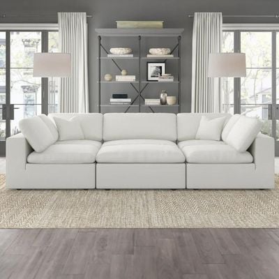 Chelsea Velvet Reversible Modular Corner Sectional with Ottoman Beige