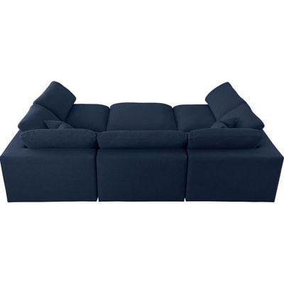 Chelsea Velvet Reversible Modular Corner Sectional with Ottoman Navy Blue