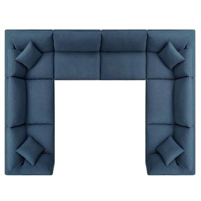 Commix Soft Fiber Filled Overstuffed 8 Piece Sectional Sofa Set Blue