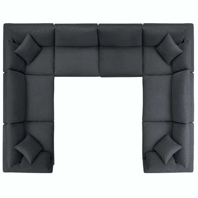 Commix Soft Fiber Filled Overstuffed 8 Piece Sectional Sofa Set Charcoal