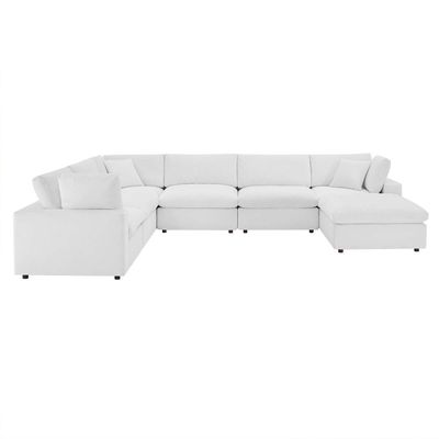 Commix Softer Microfiber Filling Overstuffed Performance 7-Piece Sectional Sofa in White