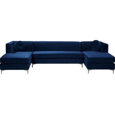 Zahra Fabric 3-Piece Sofa Set-Navy Blue