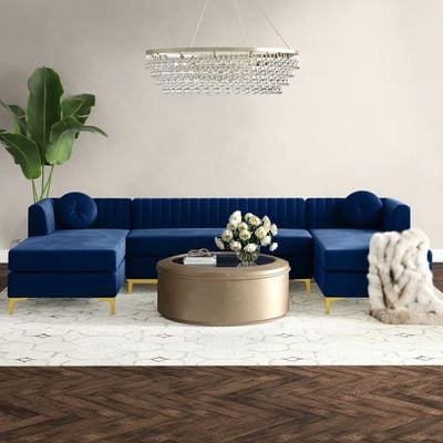 Zahra Fabric 3-Piece Sofa Set-Navy Blue