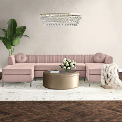 Zahra Fabric 3-Piece Sofa Set-Pink
