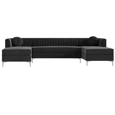 Zahra Fabric 3-Piece Sofa Set-Black
