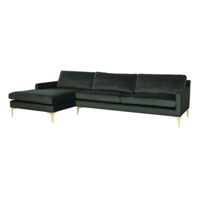 Taliah Sectional Sofa with Chaise in Dark Green