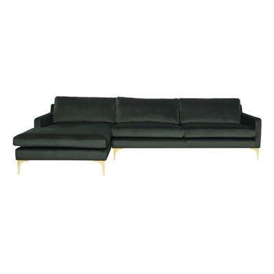 Taliah Sectional Sofa with Chaise in Dark Green