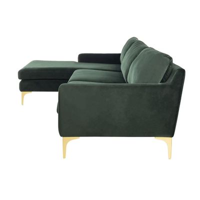 Taliah Sectional Sofa with Chaise in Dark Green