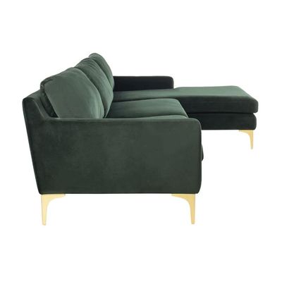 Taliah Sectional Sofa with Chaise in Dark Green