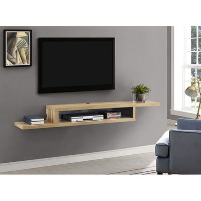 Martin Furniture 72 in. Asymmetrical Wall Mounted TV Shelf-Beige